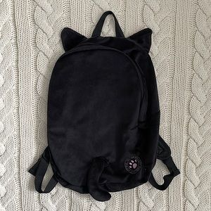 NWOT - Fuzzy Black Cat Ear Backpack